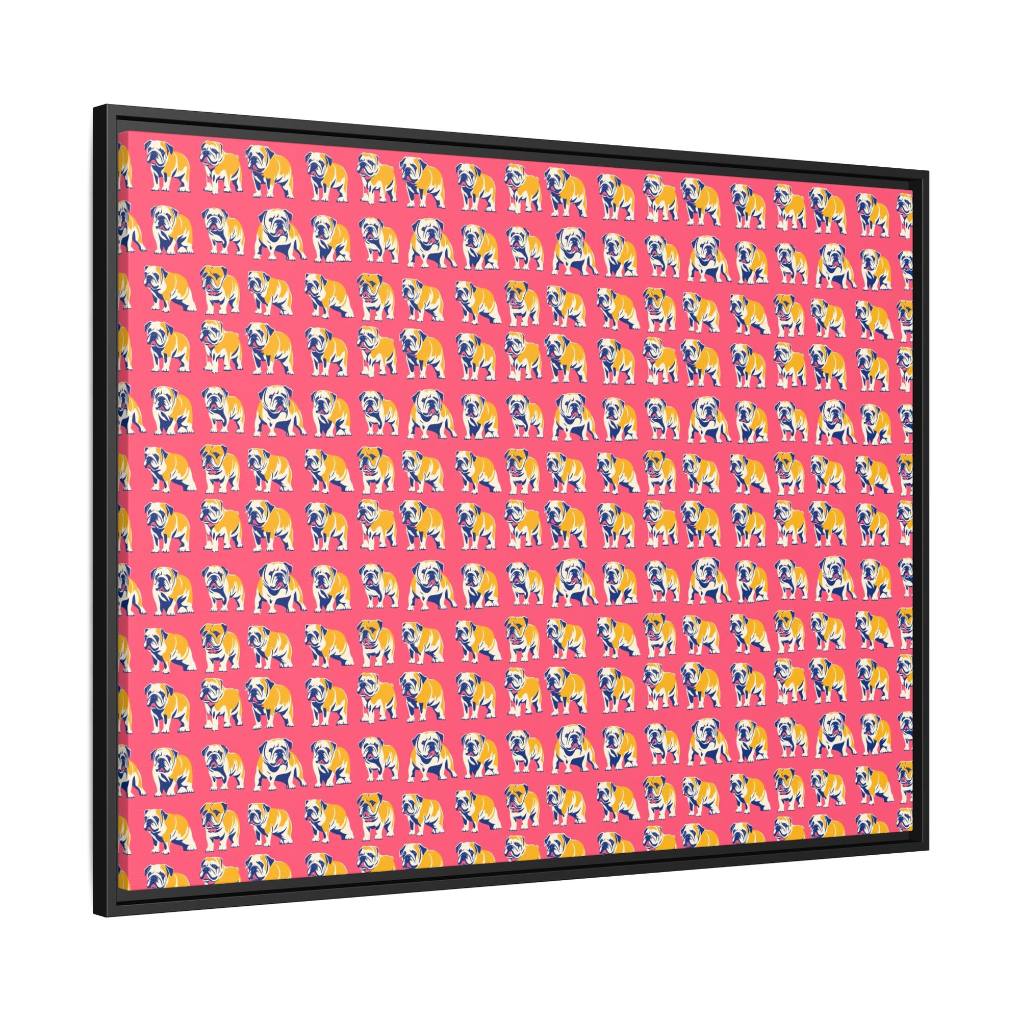 Bubblegum Glamour Bulldog Bouquet Matte Canvas, Framed