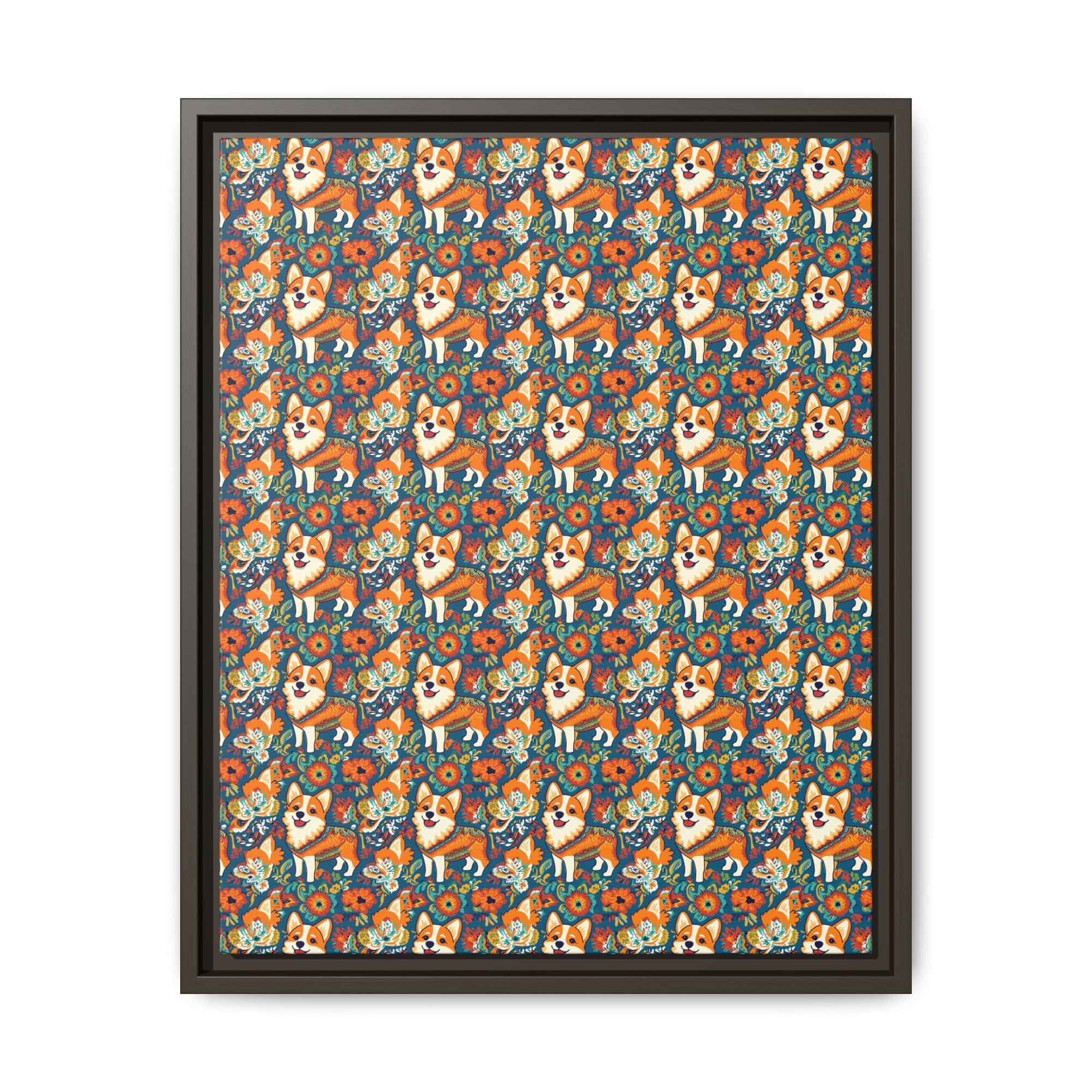 Corgi Carnival Couture Matte Canvas, Framed