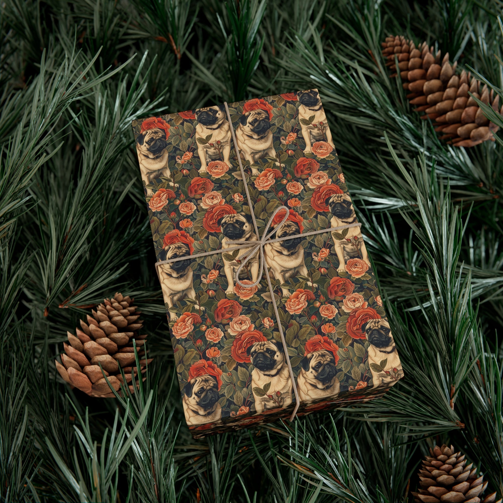 Blooming Pug Paradise Gift Wrap Papers