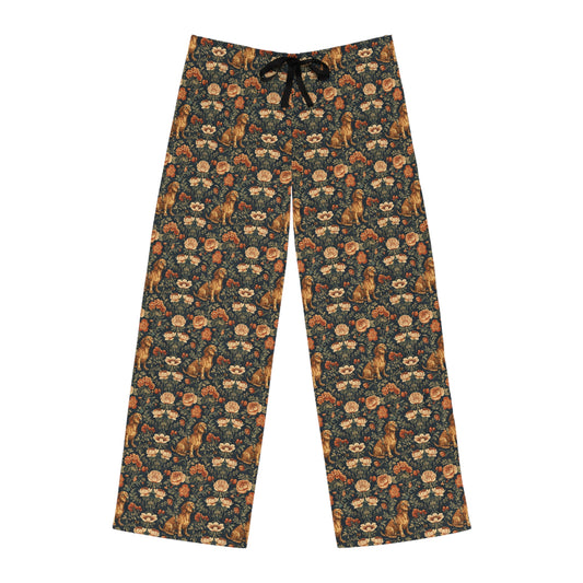 Dazzling Dachsund Blossoms & Foliage Men's Pajama Pants