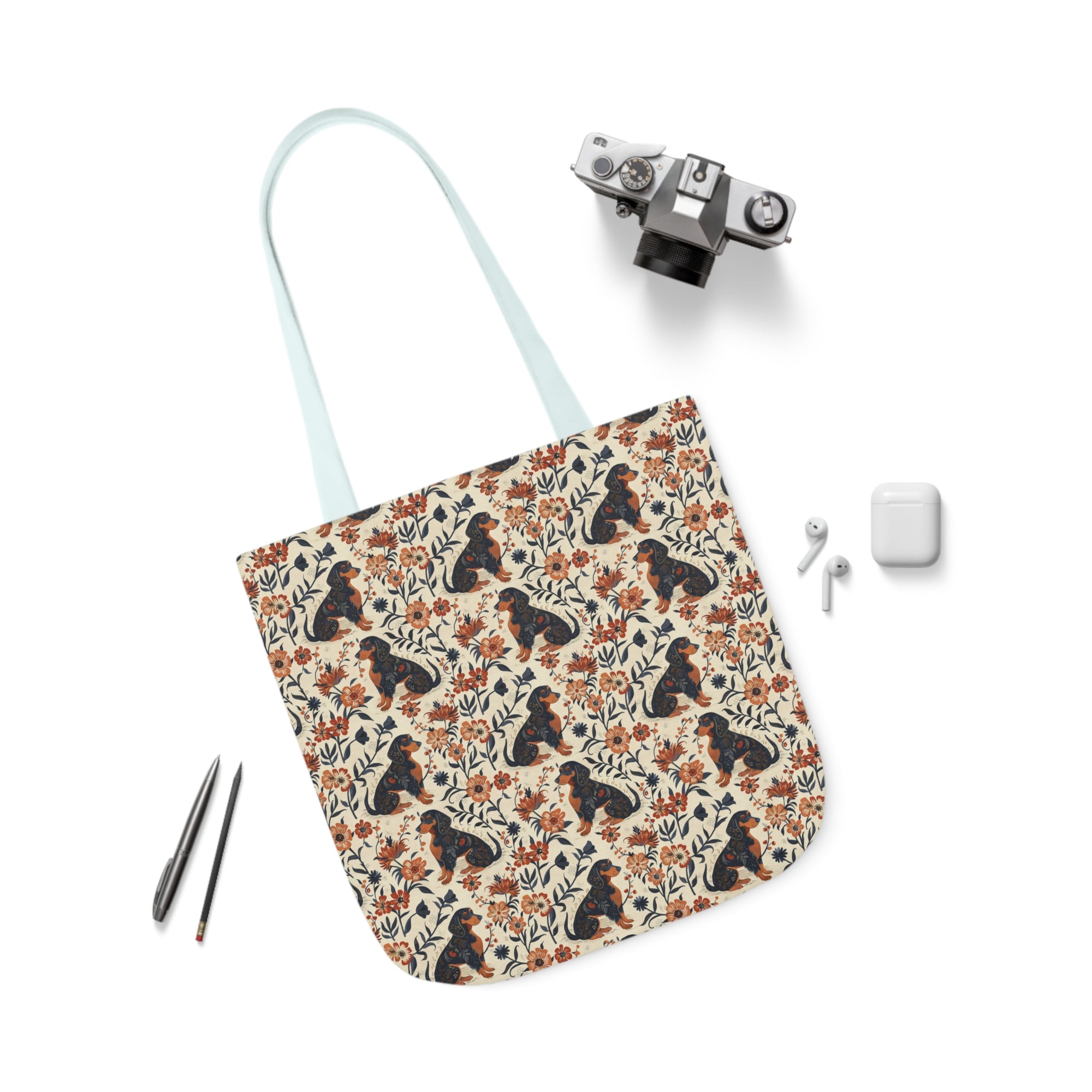 Blossoming Dachshunds Delight Canvas Tote Bag