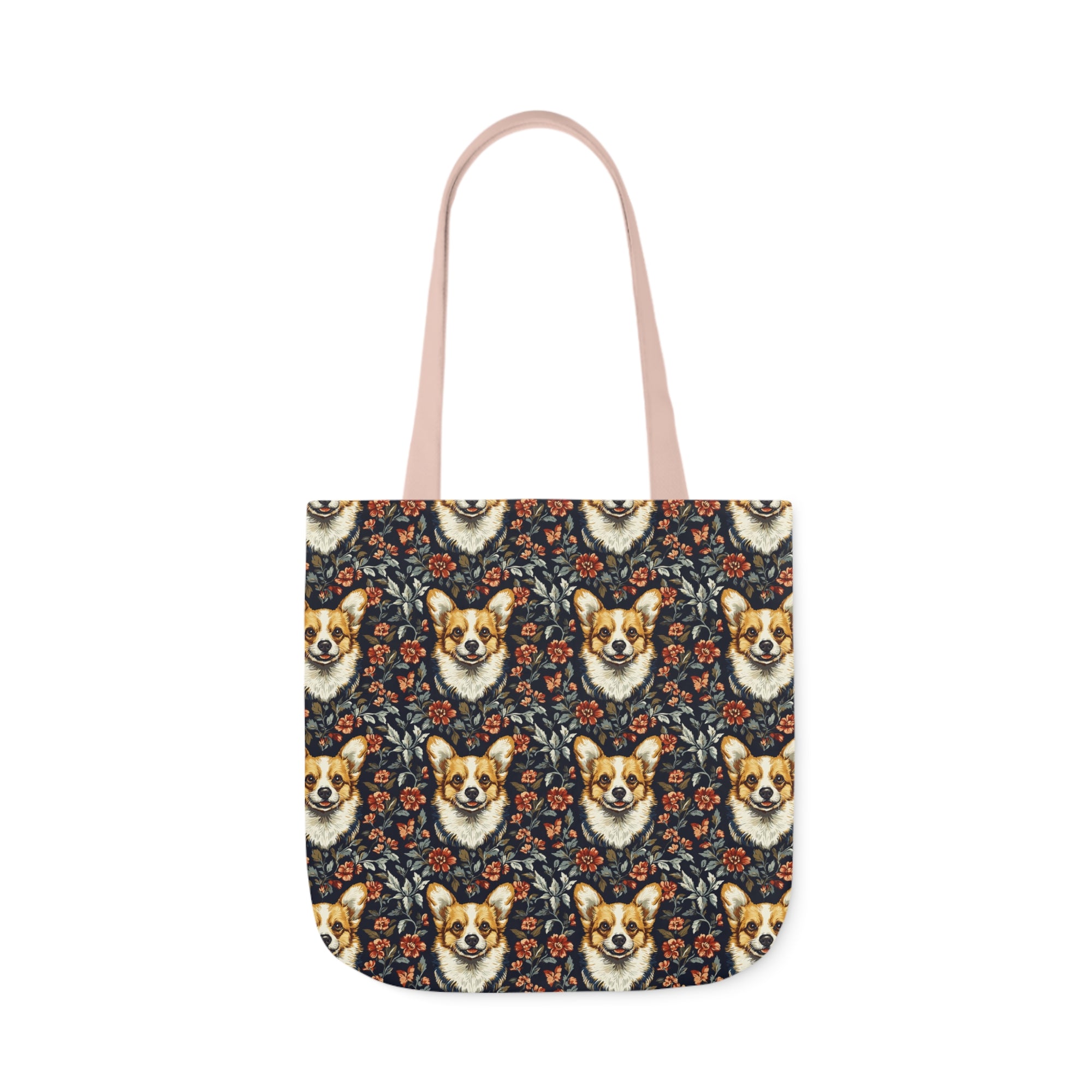 Floofy Corgi Blossom Blast Canvas Tote Bag