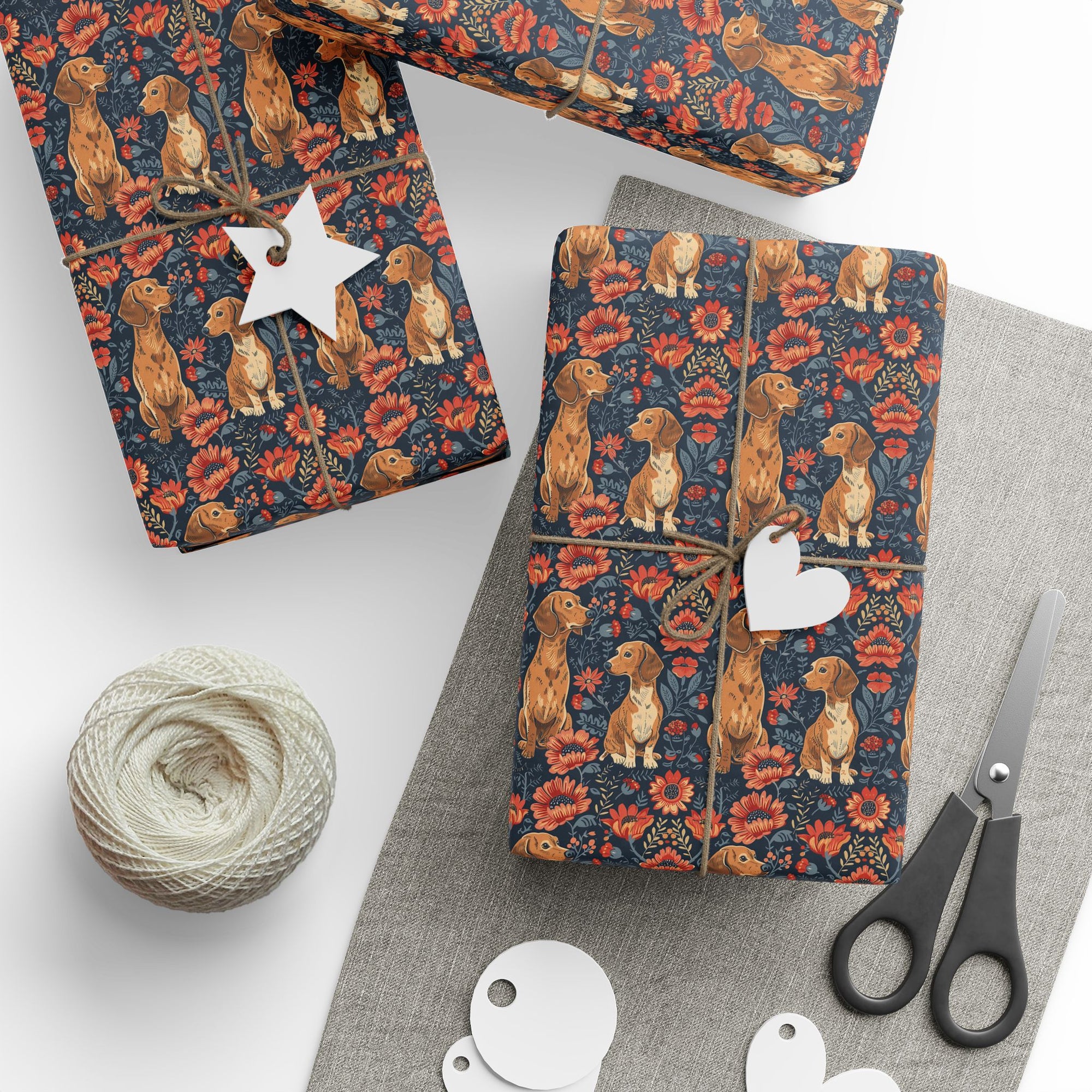 Floral Pawsome Dachsund Delight Wrapping Paper