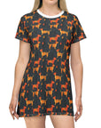 Dapper Dachshund Noir Glow T-Shirt Dress