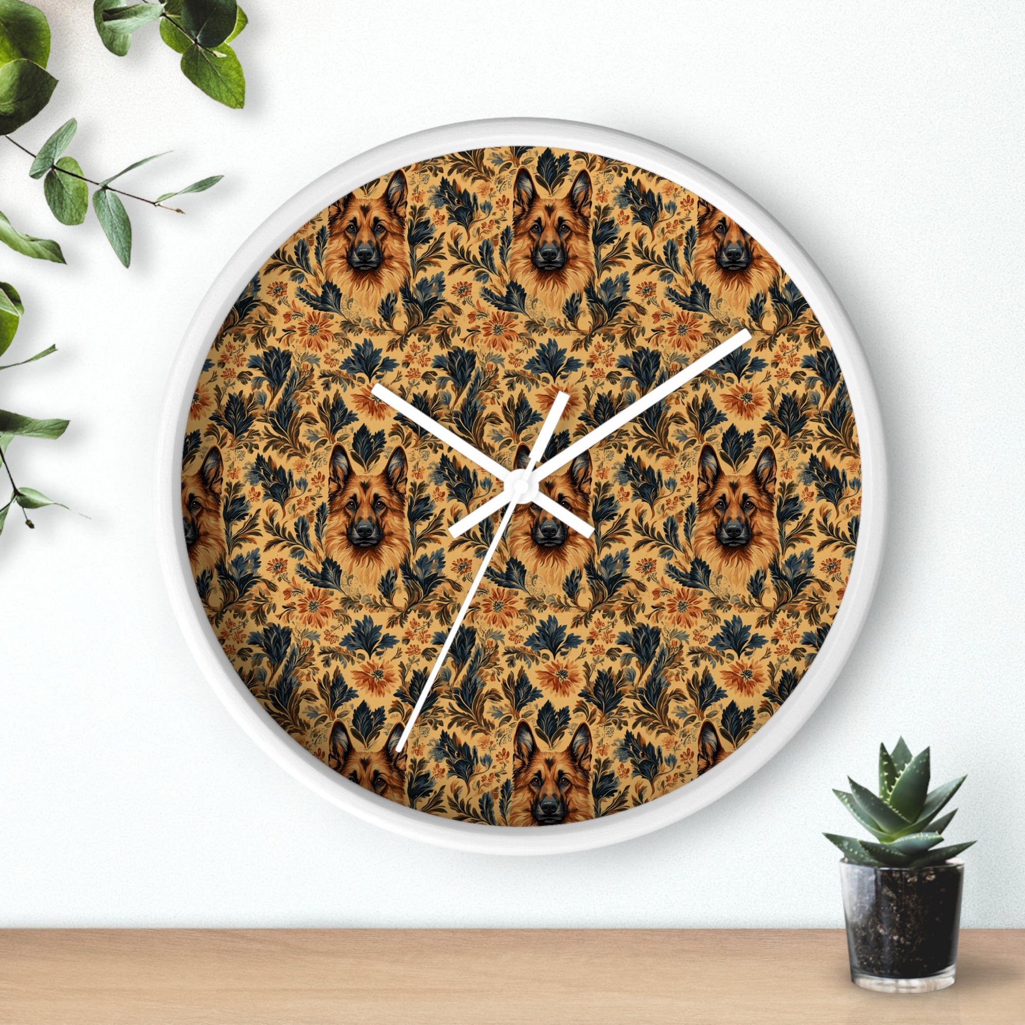 Autumnal German Shepherd Glamour Wall Clock