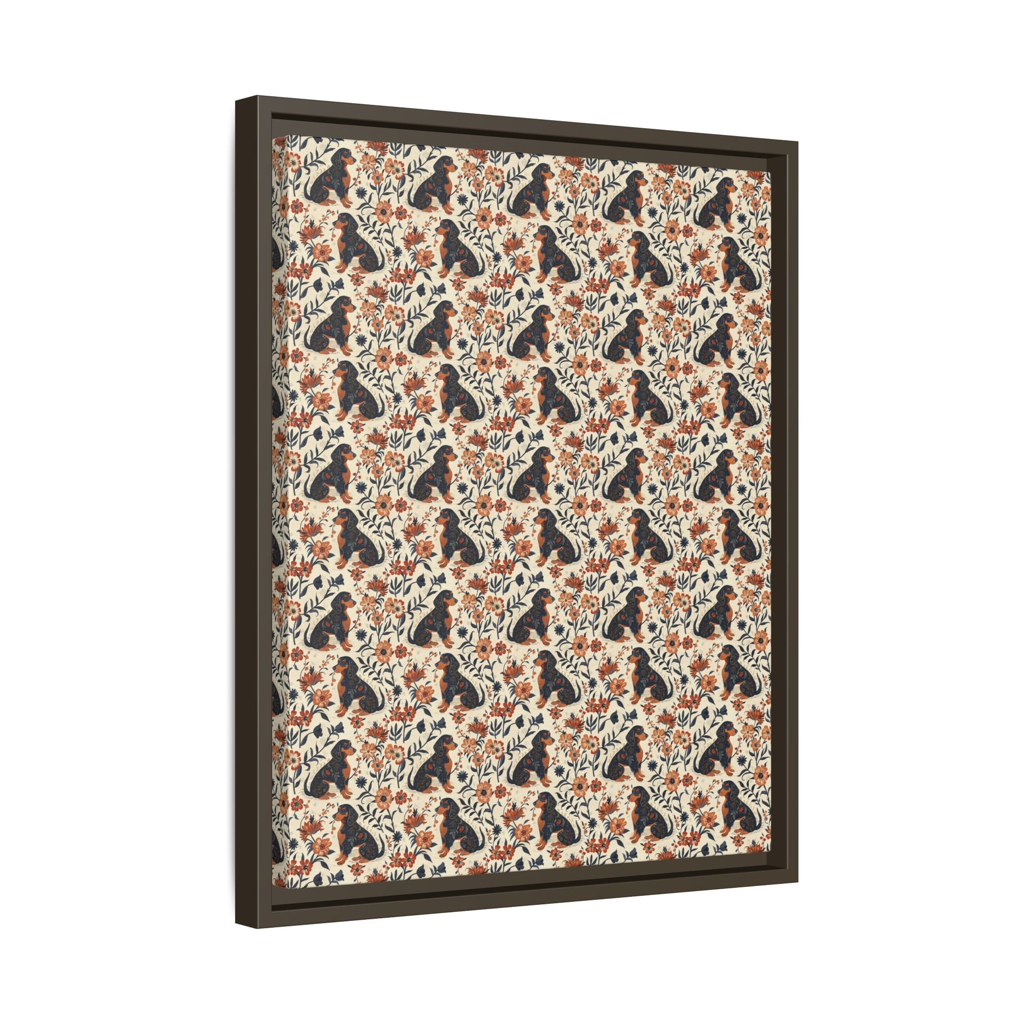 Blossoming Dachshunds Delight Matte Canvas, Framed