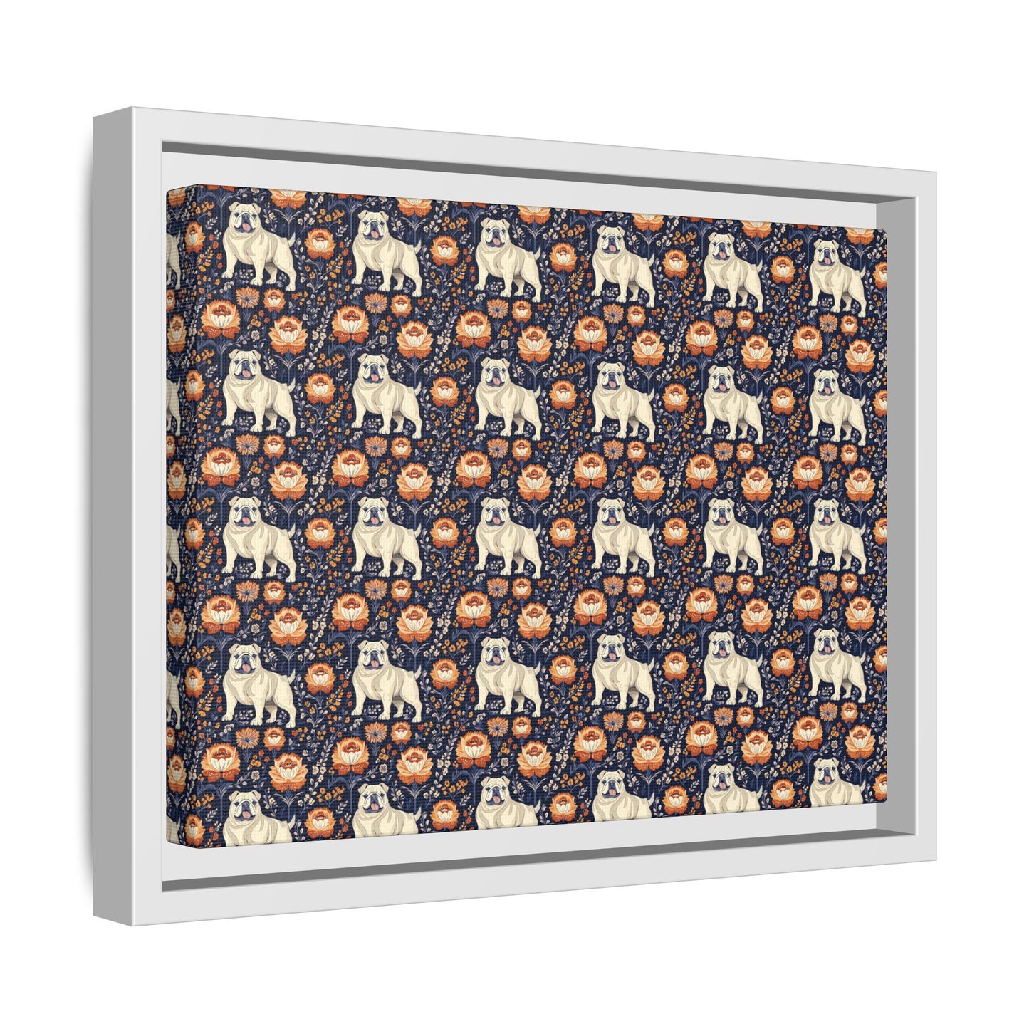 Bulldog Blossom Bonanza Matte Canvas, Framed