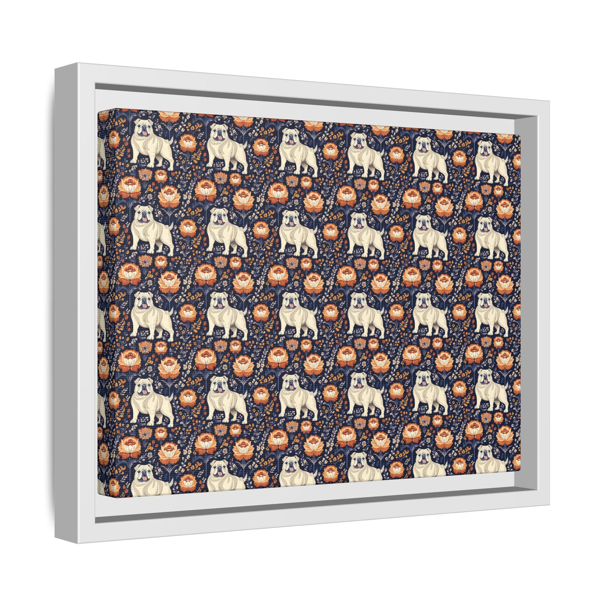 Bulldog Blossom Bonanza Matte Canvas, Framed