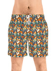 Corgi Carnival Couture Men's Mid-Length Swim Shorts