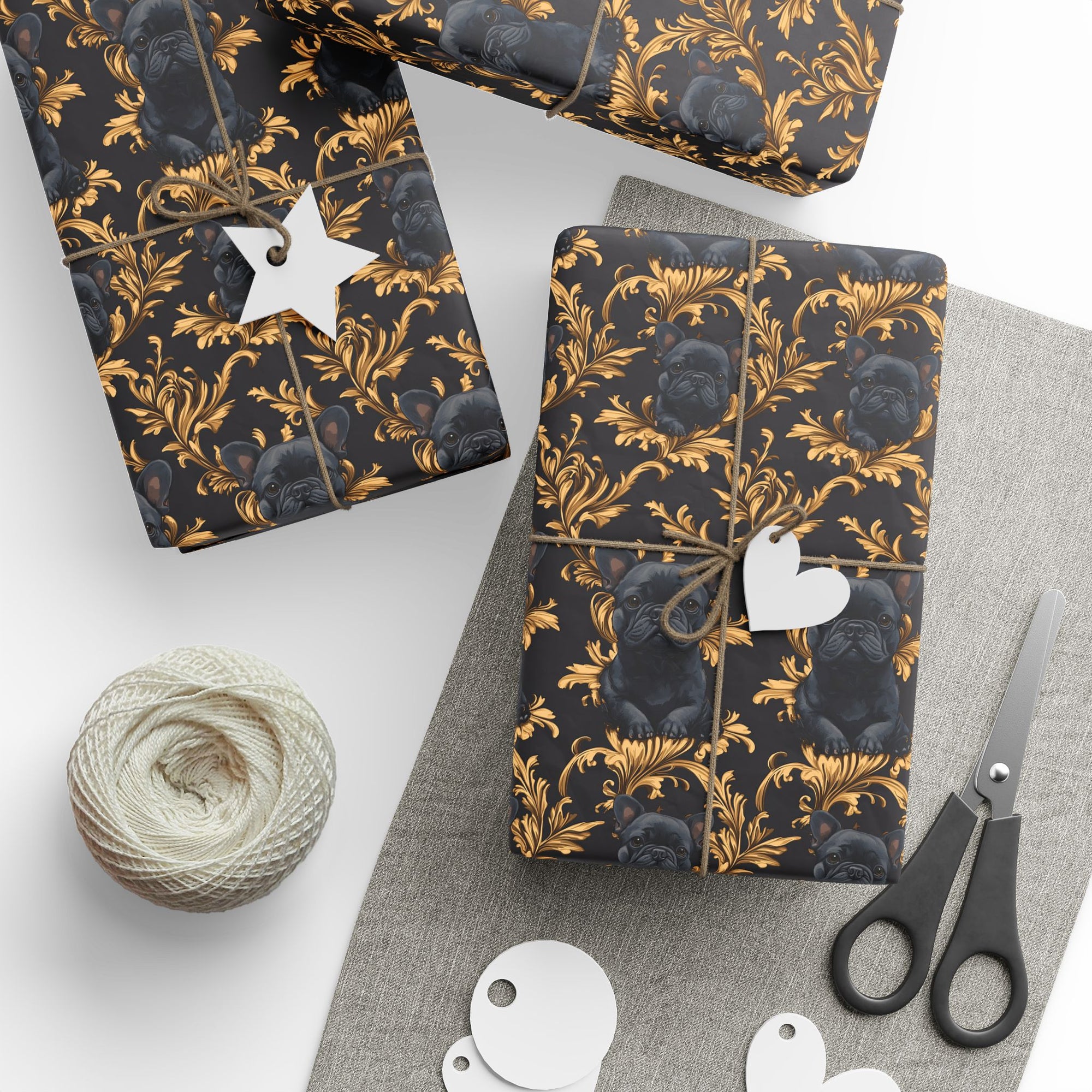 Regal Frenchie Noir Elegance Wrapping Paper