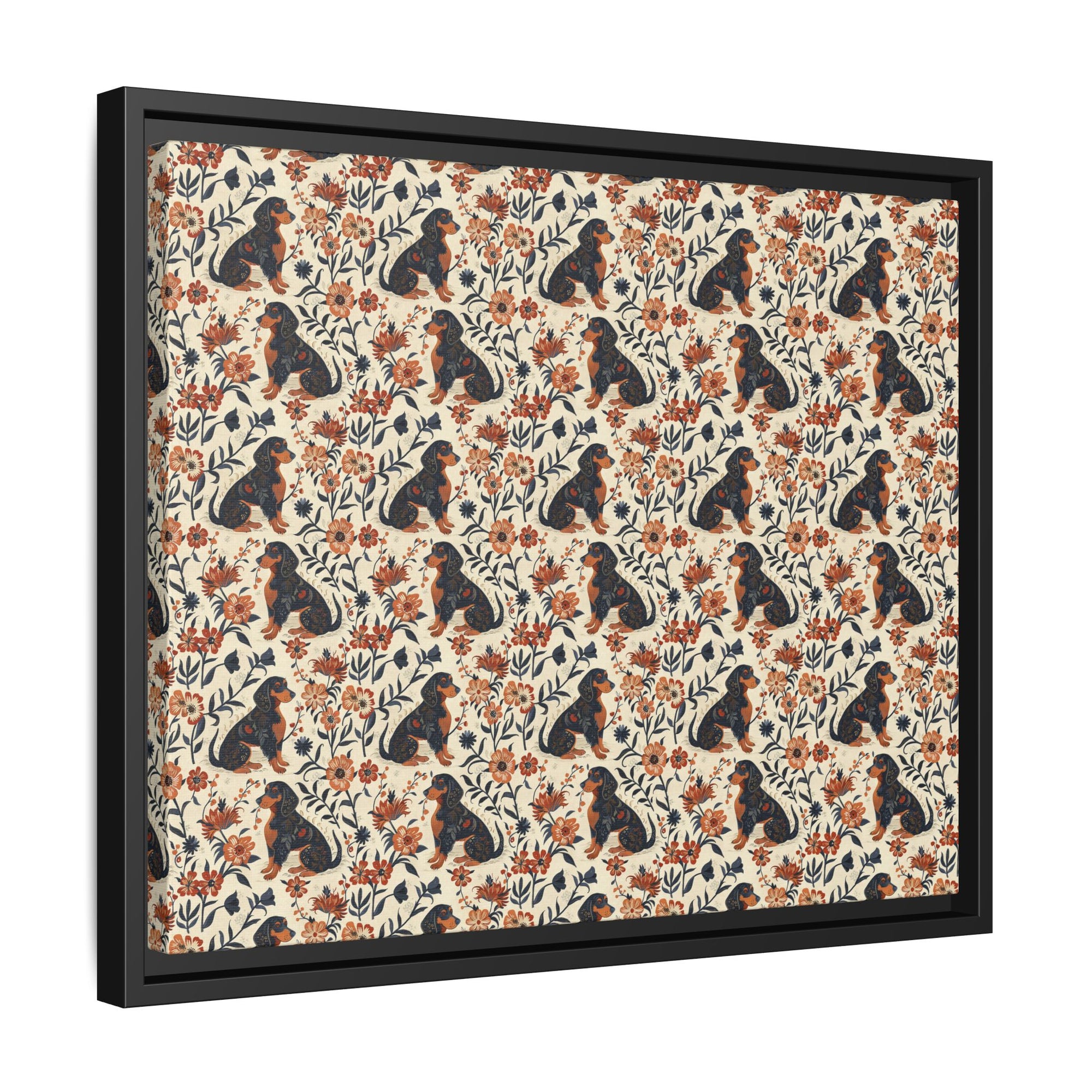 Blossoming Dachshunds Delight Matte Canvas, Framed