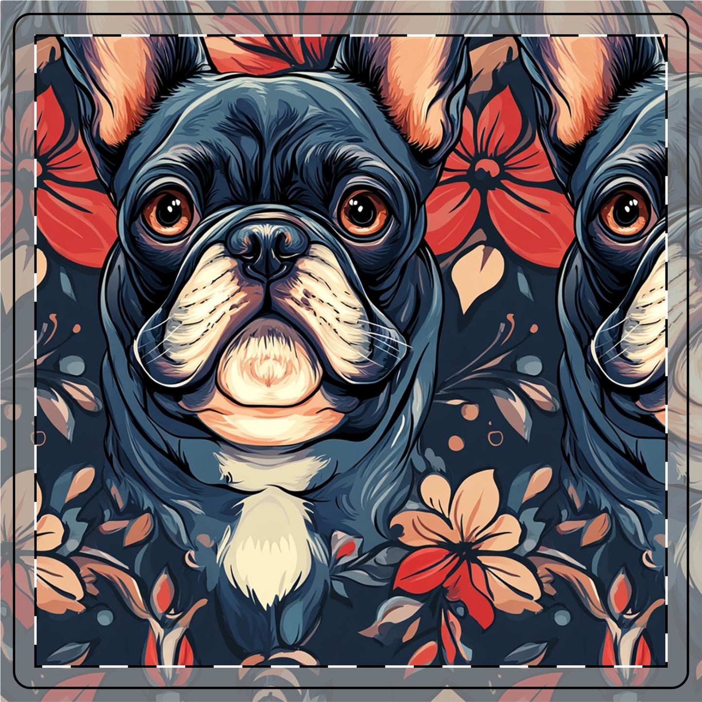 Gothic Rose Bulldog Noir Enchantment Ceramic Coaster