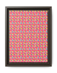 Bubblegum Glamour Bulldog Bouquet Matte Canvas, Framed