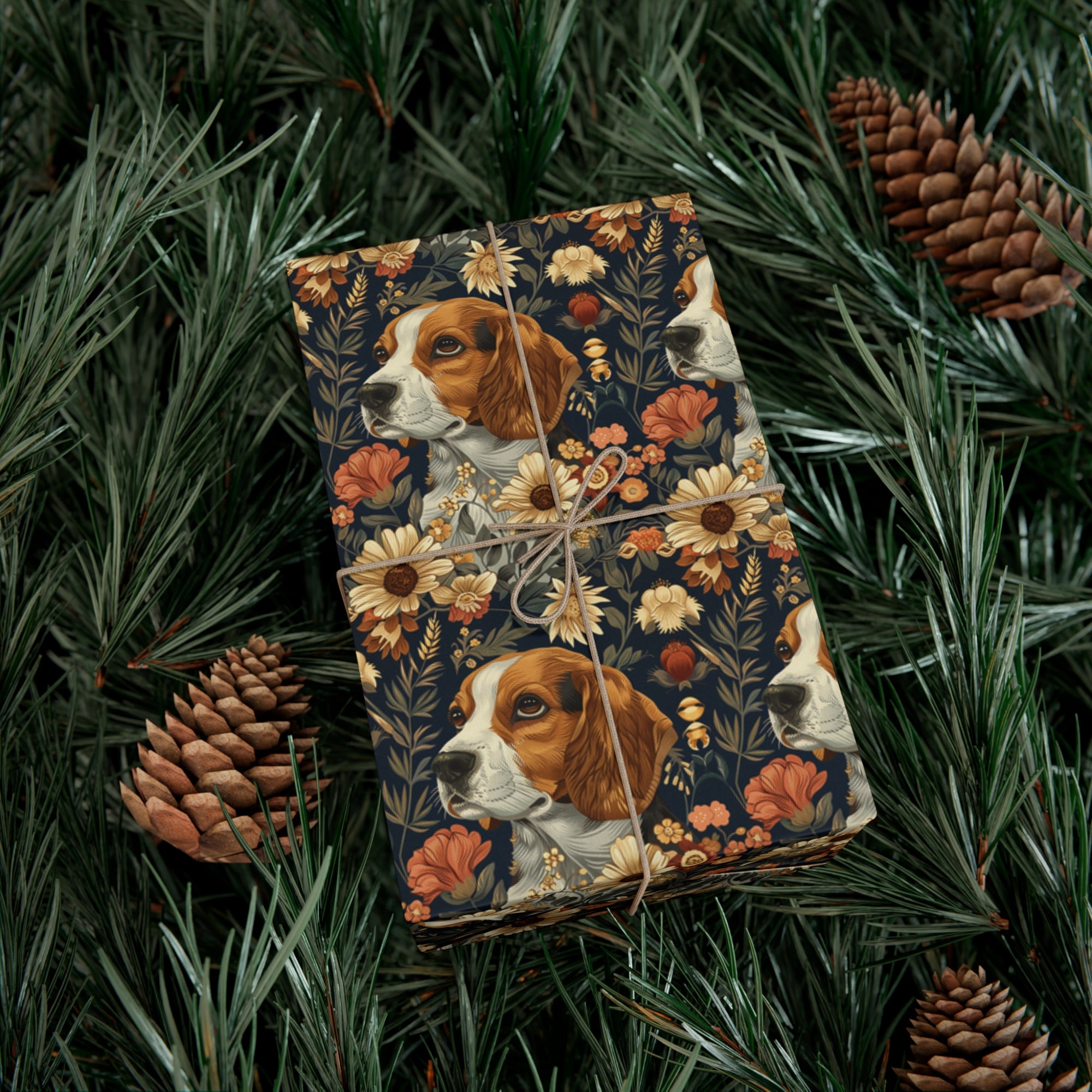 Beagle Blossoms Gift Wrap Papers