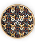 Floofy Corgi Blossom Blast Wall Clock