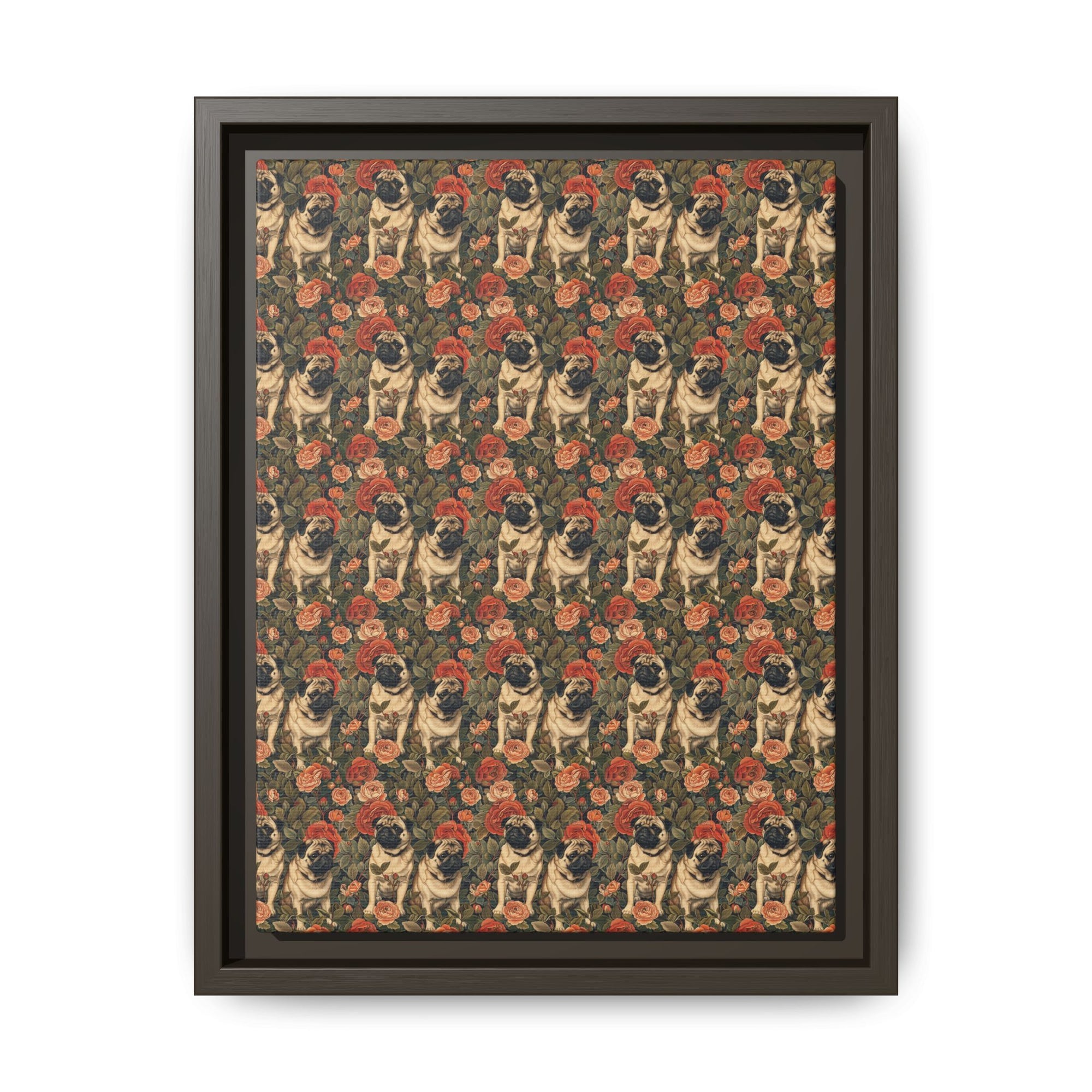 Blooming Pug Paradise Matte Canvas, Framed