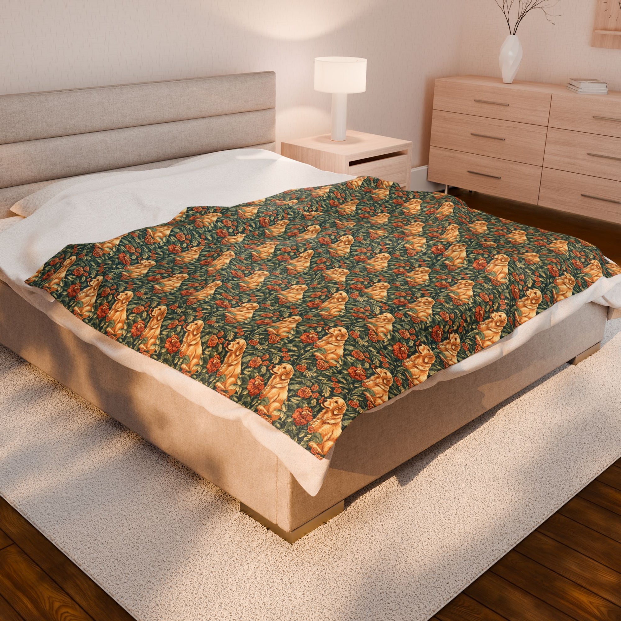Blooming Goldie Glam Velveteen Plush Blanket