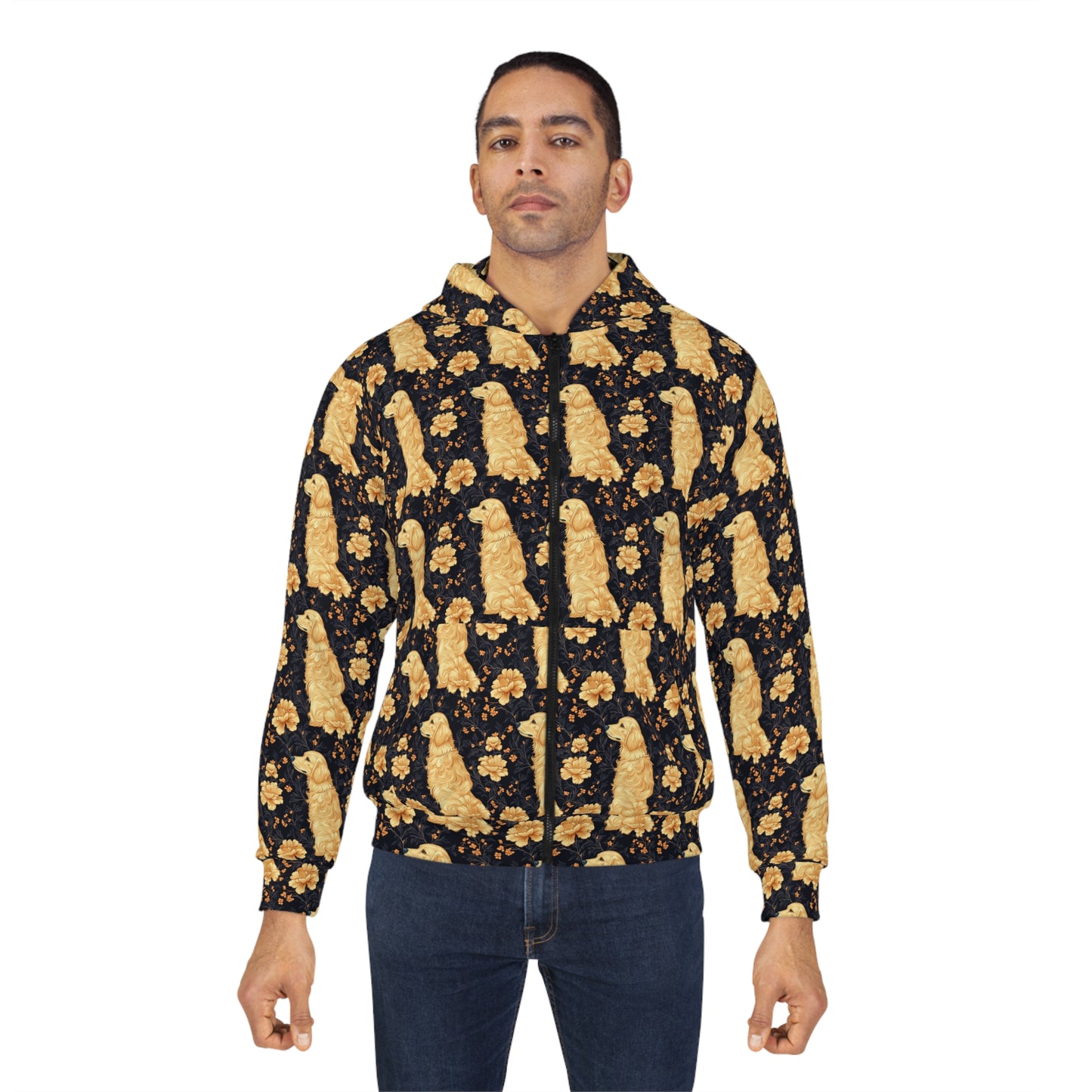 Golden Paws Floral Frenchie Unisex Zip Hoodie