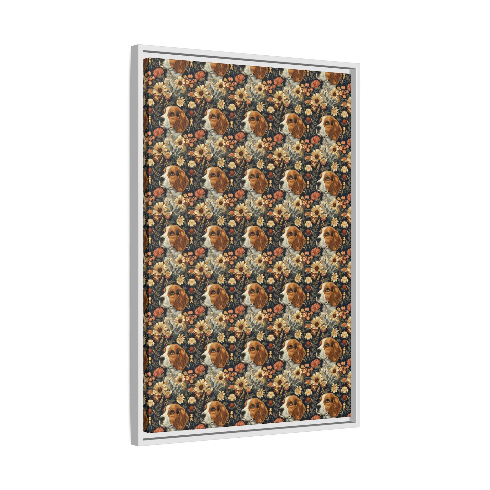 Beagle Blossoms Matte Canvas, Framed