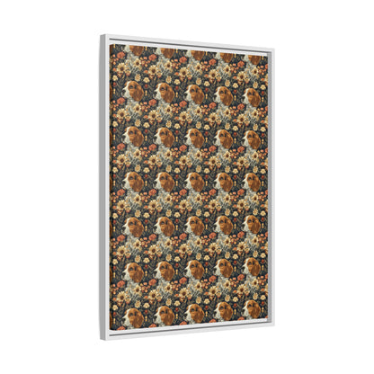 Beagle Blossoms Matte Canvas, Framed