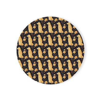 Golden Paws Floral Frenchie Cork Back Coaster