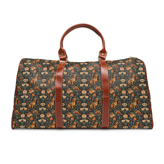 Dazzling Dachsund Blossoms & Foliage Waterproof Travel Bag