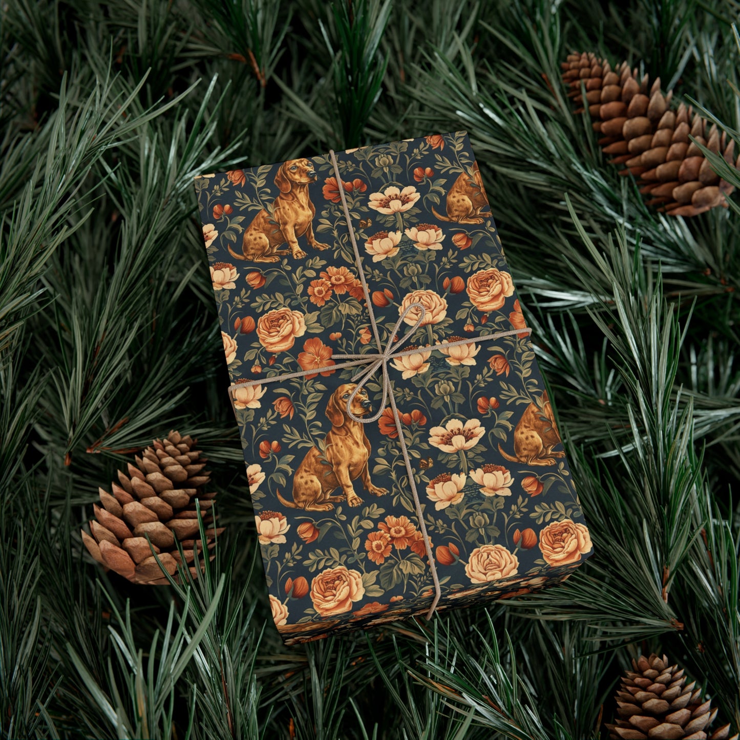 Dazzling Dachsund Blossoms & Foliage Gift Wrap Papers