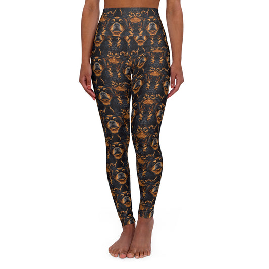 Modern Rottweiler Royalty High Waisted Yoga Leggings