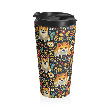 Corgi Rainbow Vine Dream Stainless Steel Travel Mug