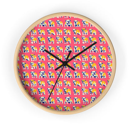 Bubblegum Glamour Bulldog Bouquet Wall Clock