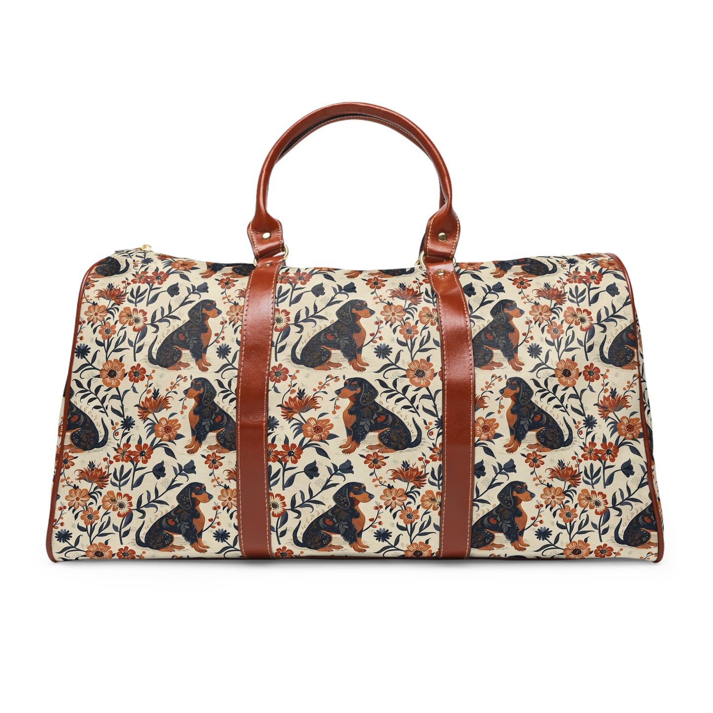 Blossoming Dachshunds Delight Waterproof Travel Bag