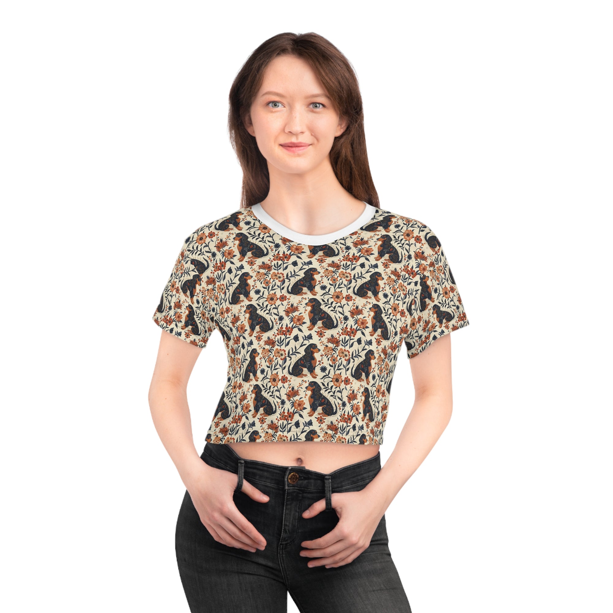 Blossoming Dachshunds Delight Crop Tee