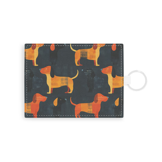 Dapper Dachshund Noir Glow Leather Card Holder