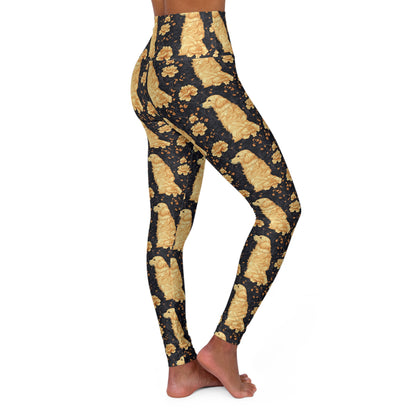 Golden Paws Floral Frenchie High Waisted Yoga Leggings