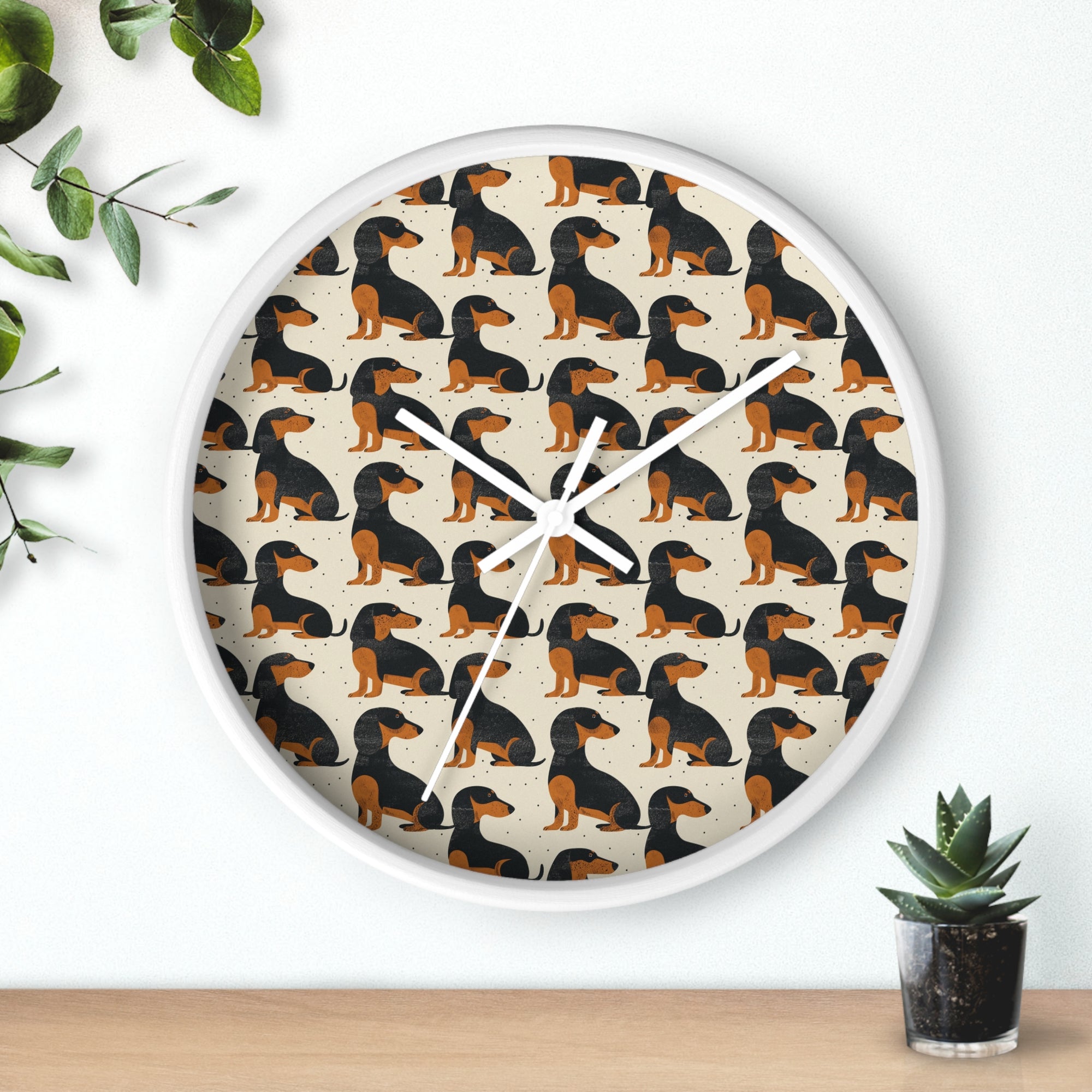 Whimsical Dachsund Dreamcatcher Wall Clock