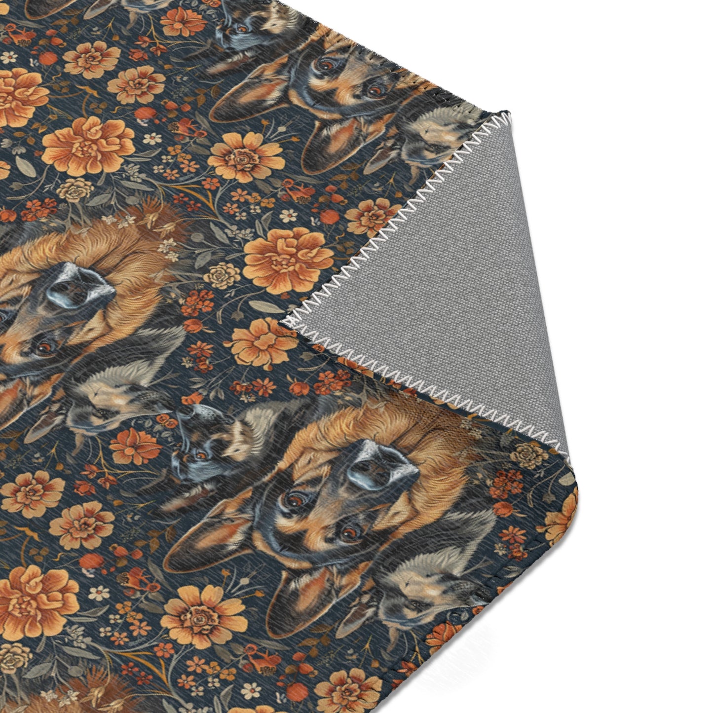 German Shepherd Grandeur - William Morris Inspired Area Rug