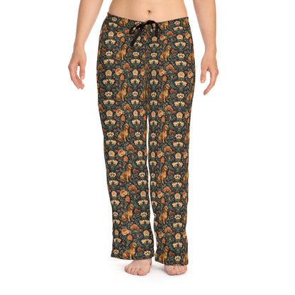 Dazzling Dachsund Blossoms & Foliage Women's Pajama Pants