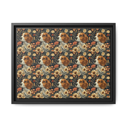 Beagle Blossoms Matte Canvas, Framed