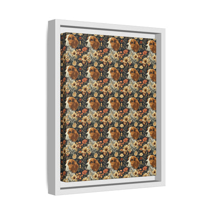 Beagle Blossoms Matte Canvas, Framed