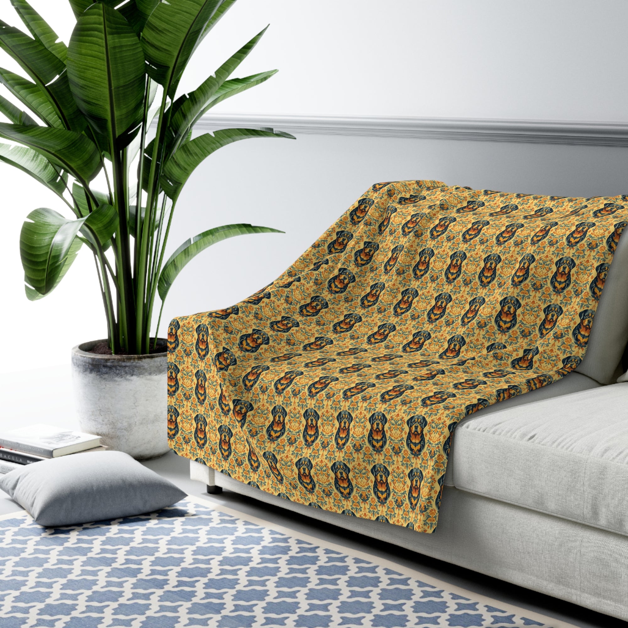 Royal Rottie Regalia Sherpa Fleece Blanket