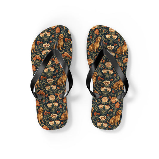 Dazzling Dachsund Blossoms & Foliage Flip Flops