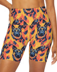 Impressionistic German Shepherds High Waisted Yoga Shorts