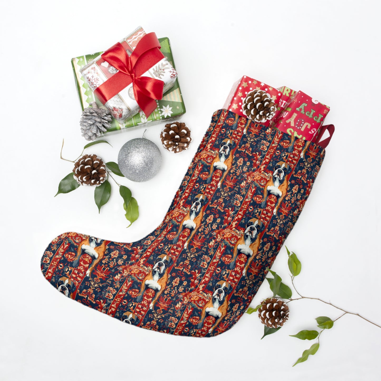 Boxer Blossom Tapestry Delight Christmas Stockings