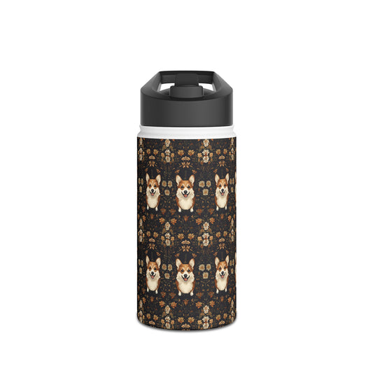 Nighttime Corgi Glow Stride Stainless Steel Water Bottle