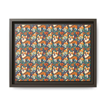 Corgi Carnival Couture Matte Canvas, Framed