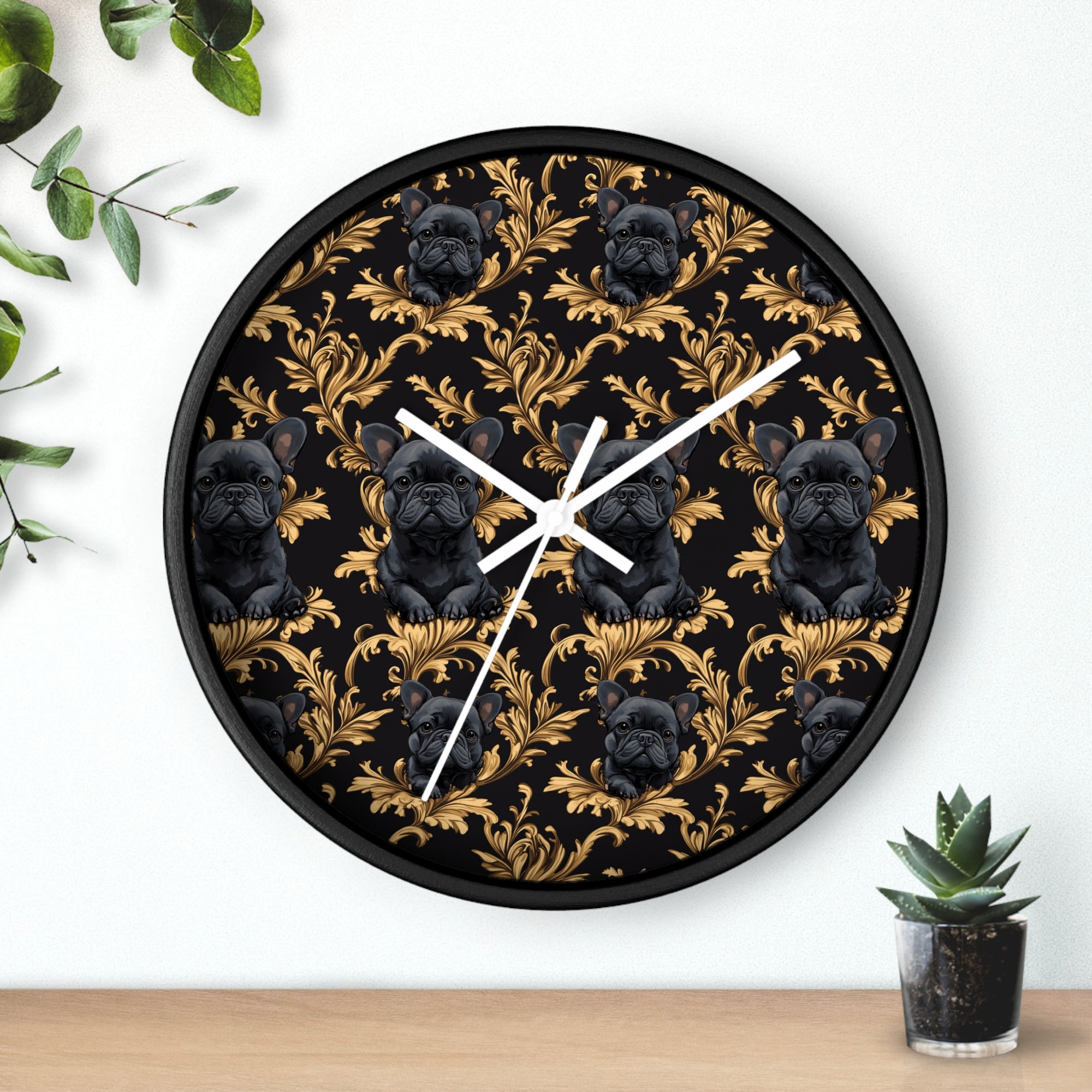 Regal Frenchie Noir Elegance Wall Clock