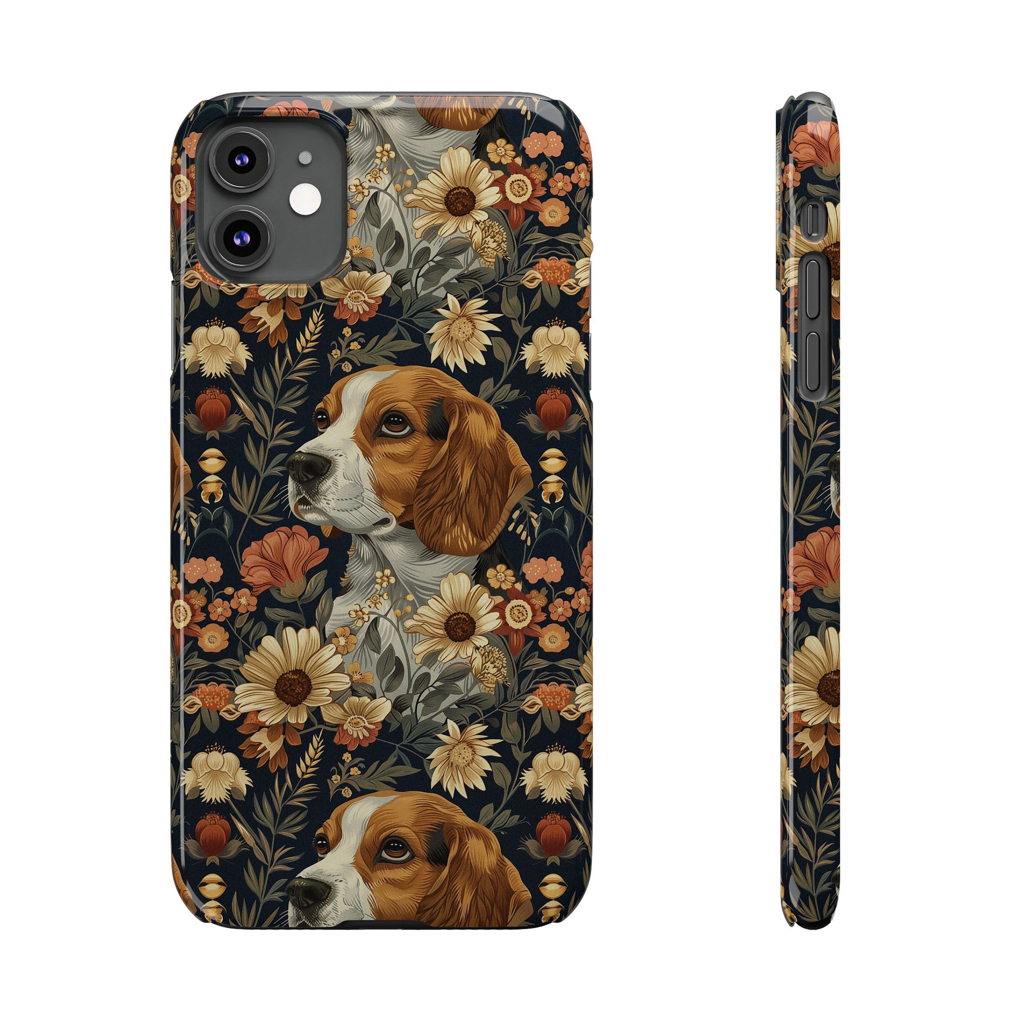 Beagle Blossoms Slim Phone Cases