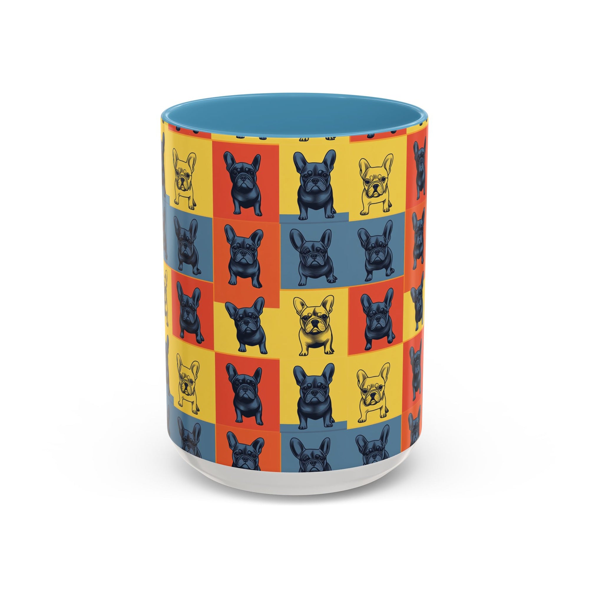 Frenchie Pop Art Pawfection Grid Accent Coffee Mug