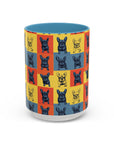 Frenchie Pop Art Pawfection Grid Accent Coffee Mug