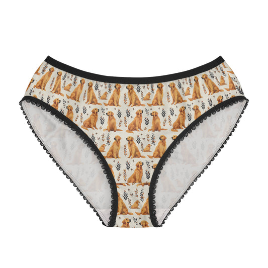 Golden Glamour Paws - Luxe Licks for Regal Retrievers Women's Briefs